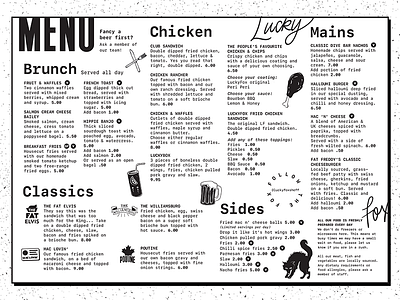 New menu design for Lucky Fox