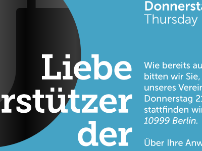 Invitation black blue german museo typography white