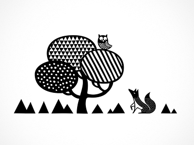 Die Eule und der Fuchs animals fox illustration nordic owl tree