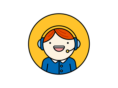 Hello Operator! blue color colour headphones illustration microphone operator orange person