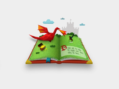 Illustration icon book dragon icon illustration origami