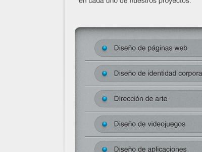 Slideshow - Design services blue bullets grey layout list