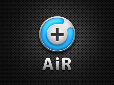 Air+ 2nd Version blue circle grey grill logo mac neon plus