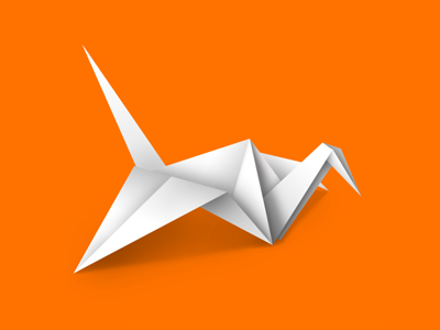 Origami 01 crane orange origami white