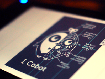 I Cobot berlin coup coworking illustration penguin robot t shirt