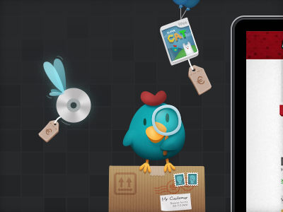 Looking Bird bird box character design games illustration magnifier