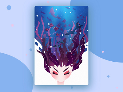 Dream of the ocean design fish flat illustration nature ocean people sea