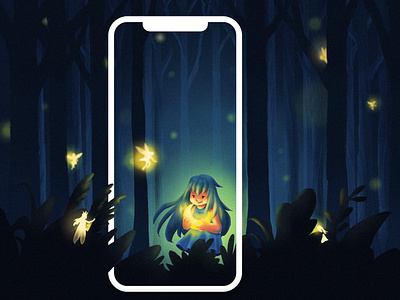 Light of forest art cartoon design illustration