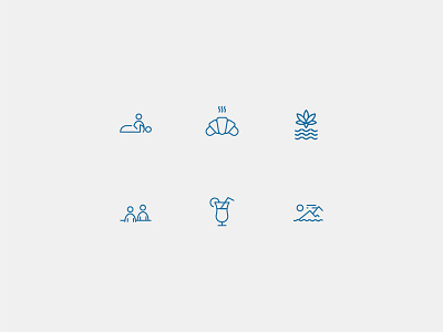Relaxing holidays icons set