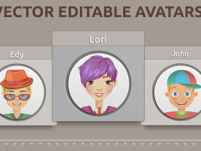 Avatar maker cartoon editable female illustration kids male profile vector