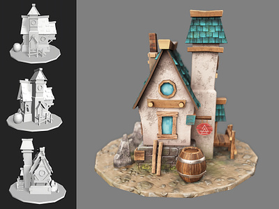 Little house 3d art concept design digital game house illustration modeling texture