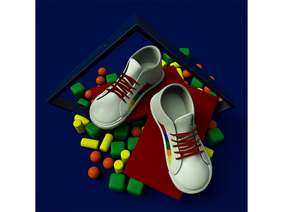 kids shoes 3d advertising baby c4d candy cinema4d kids octane product product design shoes substance painter zbrush