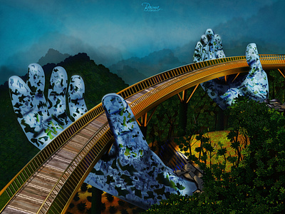 golden bridge illustration