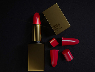 pro1 3d advertising branding cinema4d cosmetics design gold golden graphic design leather lipstick modeling octanerender product product design red rough