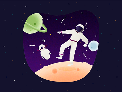 C•1505 - Lost in the universe ? app design colorful design help helping illustration lost mobile app planet robot shooting star shooting stars space spaceman stars ui ux vector vector art vector illustration