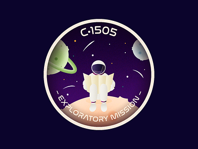 C•1505 - Exploratory Mission astronaut badge colorful illustration logo planet space spaceman stars vector vector illustration weekly challenge weekly warm up