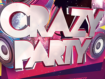 Crazy Party Flyer Template club club party crazy crazy party dance disco event flyer party party flyer print design print template speaker template