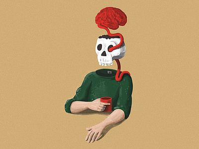 Skull & Brain brain coffee illustration skull