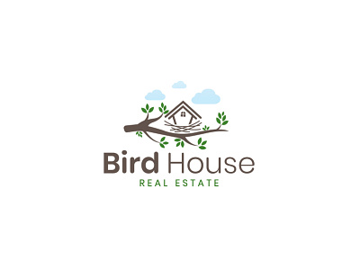 Bird House Logo branding cute art cute logo nest logo real estate red tree logo