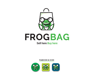 Frog Bag Logo For Online Shop animal branding creative logo design frog frog bag logo frog logo illustration logo natural vector