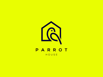 Parrot House Minimal Logo animal bird minimal logo birds logo branding creative logo logo logo design parrot house logo parrot minimal logo pet bird logo
