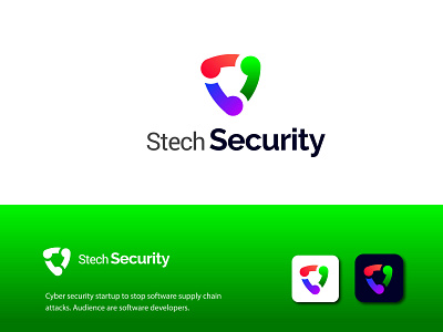 Stech Security Logo Design branding cyber logo cyber secuity logo cyber sheild logo logo software supply chain logo