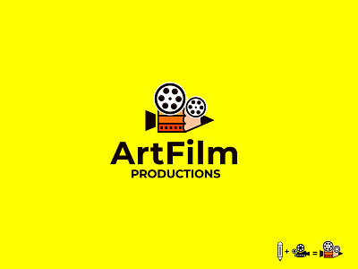 Art Film Logo Pencil Logo with Film Camera