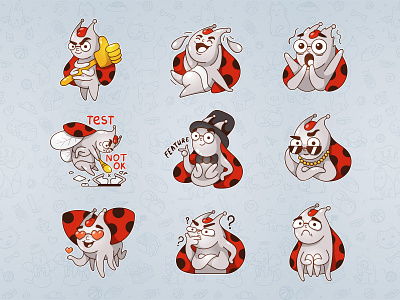 Ladybug sticker pack 2d art cartoon character characterdesign design emoji set illustration ladybug personage sticker telegram vector viber