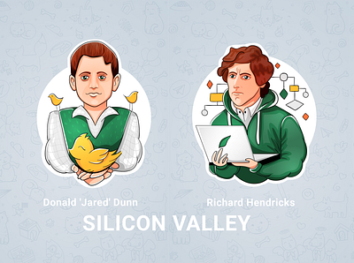 Silicon Valley fanart stikers art character design design art digital fanart flat illustration personage silicon valley stickers vector