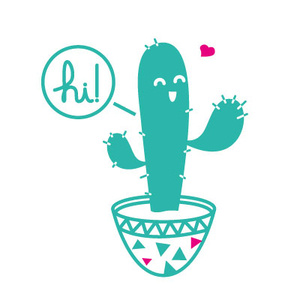 hi! cacti cactus illustration vector