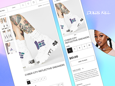 Dolls Kill beauty design e commerce ecommerce fashion fashion app ui