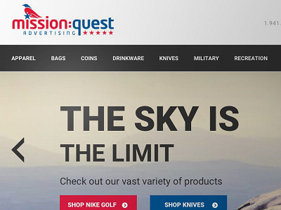 MissionQuest Web Design commerce header hero shop slider ui web design