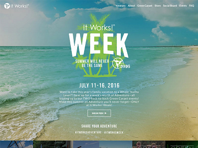 It Works! Week Event Site beach design event hero itinerary tintup web