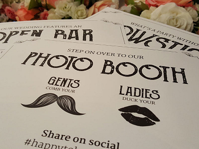 Wedding Signs bar booth lips mustache photo print retro sign typeography wedding