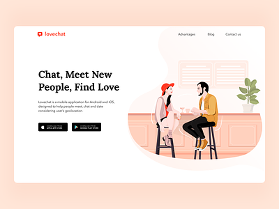 Lovechat App Landing Page colors dating design dribbble illustration ui uigiants ux vector web