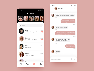 Dating iOS App - Messages list and Chat screens chat chatting conversation ios messaging app messenger mobile mobile app mobile design ui uigiants ux
