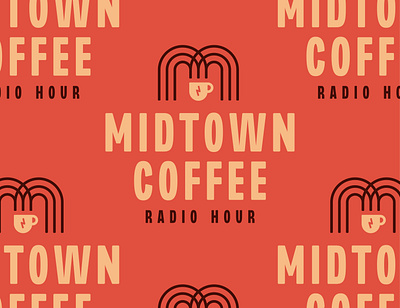 Midtown Coffee Radio Hour branding coffee design icon identity illustration line logo m mug podcast radio south dakota vector