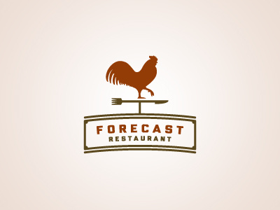Forecast Restaurant rooster weather vane knife fork forecast restaurant logo badge