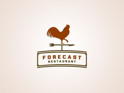 Forecast Restaurant badge forecast fork knife logo restaurant rooster weather vane