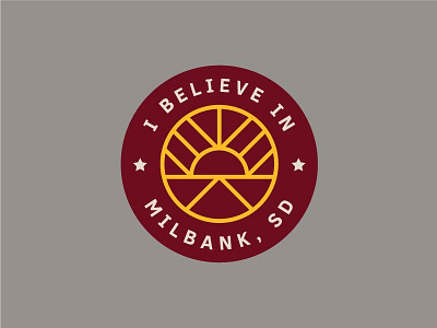 I Believe In Milbank badge city crest forward icon logo path small sun sunrise sunset town