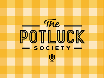 The Potluck Society Podcast logo microphone npr picnic potluck radio society tablecloth
