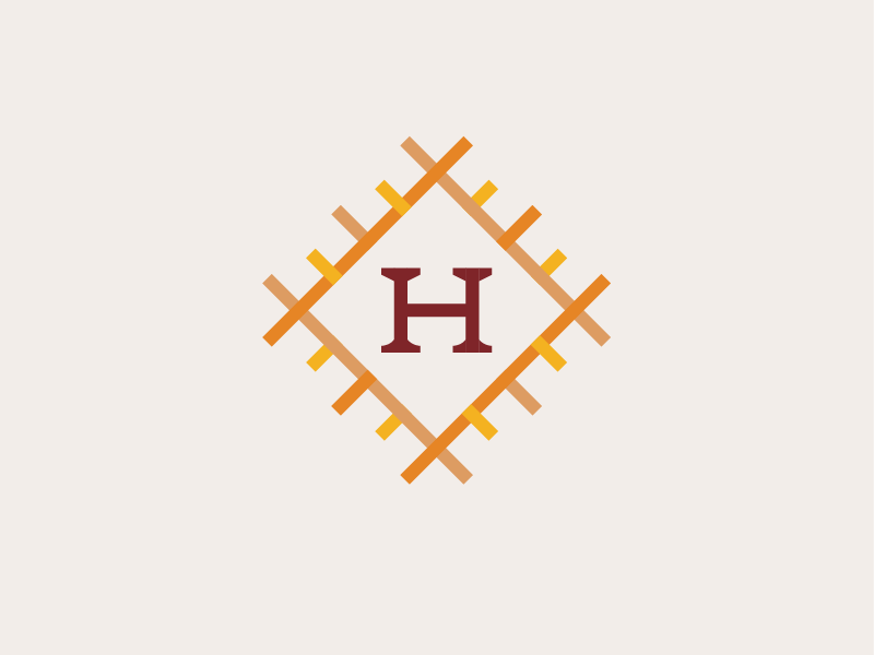 H Quilt grid thread weave quilt retirement family estate home icon logo