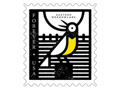 Meadowlark Stamp bird design icon illustration meadowlark south dakota stamp