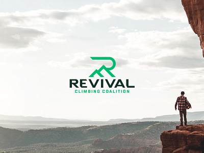 Revival Climbing branding climbing design icon logo mountain outdoor peak r rock climbing vector