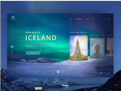 Iceland page. Travel agency design ui ux web website