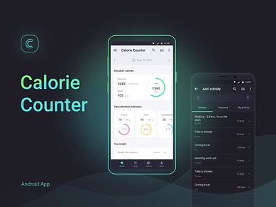 Calorie Counter app after effect android android app design animation app app design application calorie calories diagram figma indicators interface mobile ui ux