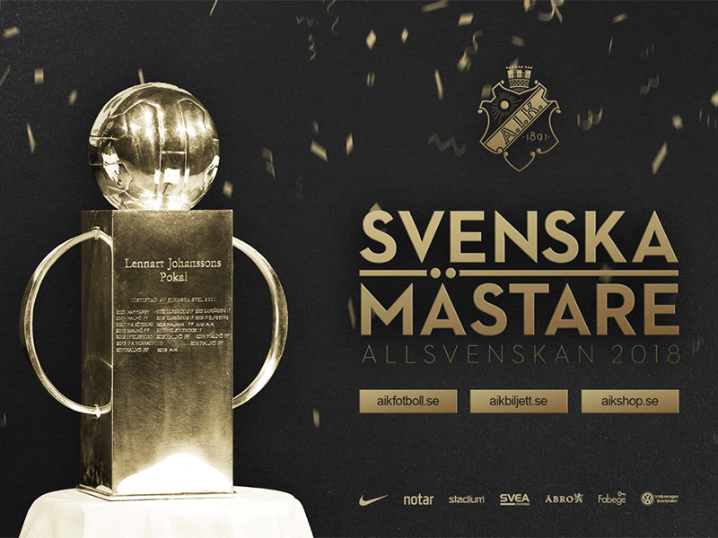 AIK Fotboll | Svenska Mästare 2018 | Landing page animation branding design minimal motion graphics ui web website