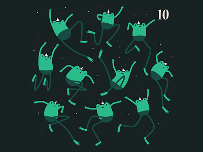 Ten Lords A-Leaping 10 lords a leaping 12 days of chirstmas art branding christmas design frog frog prince illustration leap lords prince vector