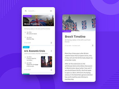 News Platform Concept app application clean concept design flat interaction interface minimal mobile purple ui uidesign ux