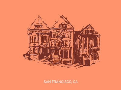 San Francisco Trio Dribbble illustration image trace san francisco sketch